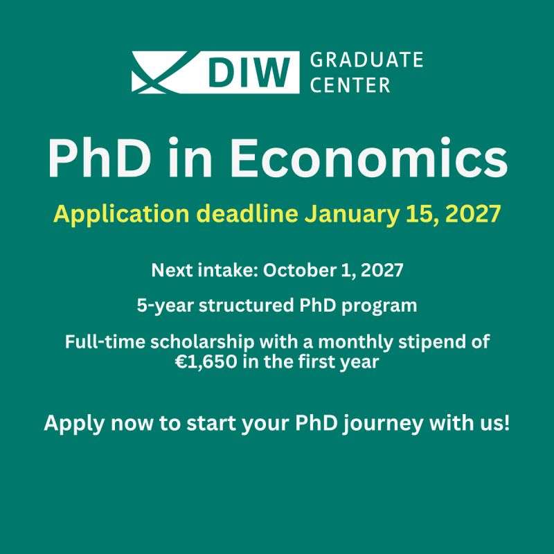 DIW Berlin Graduate Center PhD Program 2027 in Germany: Fully Funded Five-Year Economics Doctoral Scholarship for International Students
