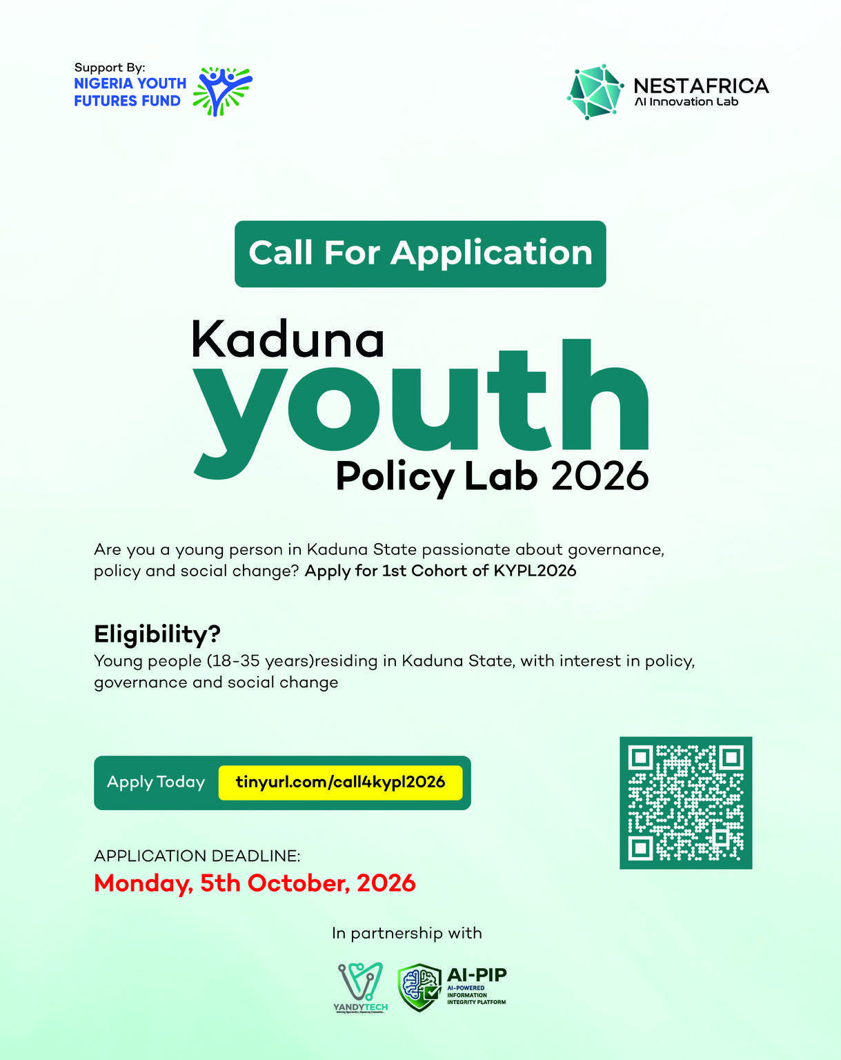 Kaduna Youth Policy Lab 2026: Apply for a Youth Policy, Governance and Advocacy Training Programme in Kaduna State
