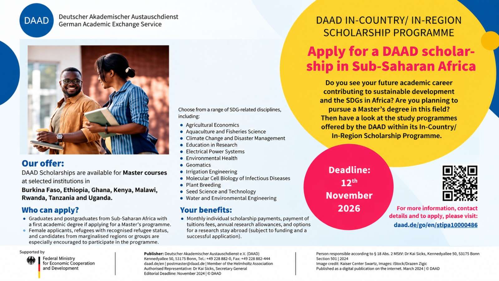 DAAD In-Country/In-Region Scholarships 2026–2027: Fully Funded Master’s Opportunities for Sub-Saharan African Students
