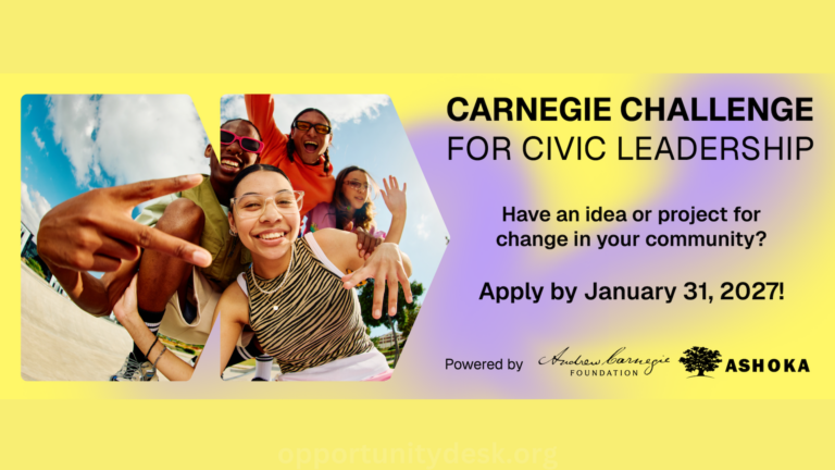Ashoka Carnegie Challenge for Civic Leadership 2027 (Seed Grants for Changemakers & more)