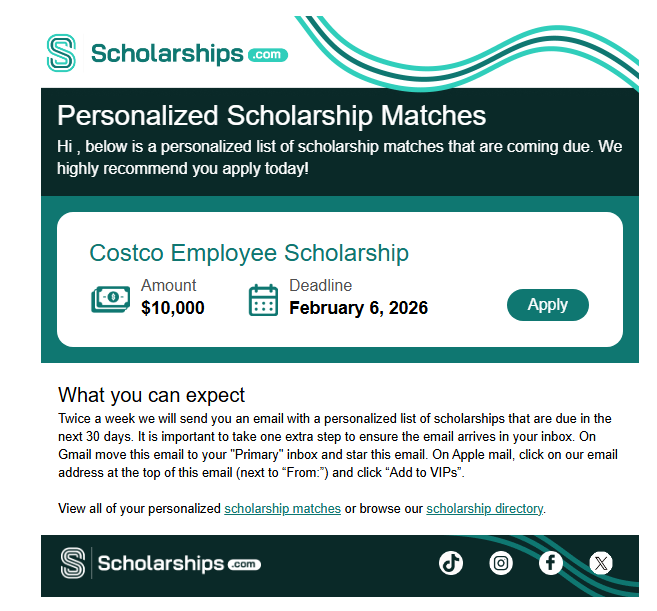 Costco Employee Scholarship